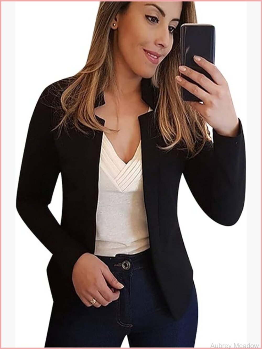 Casual Lapel Long Sleeve Blazer Open Front Work Office Jacket Solid Slim